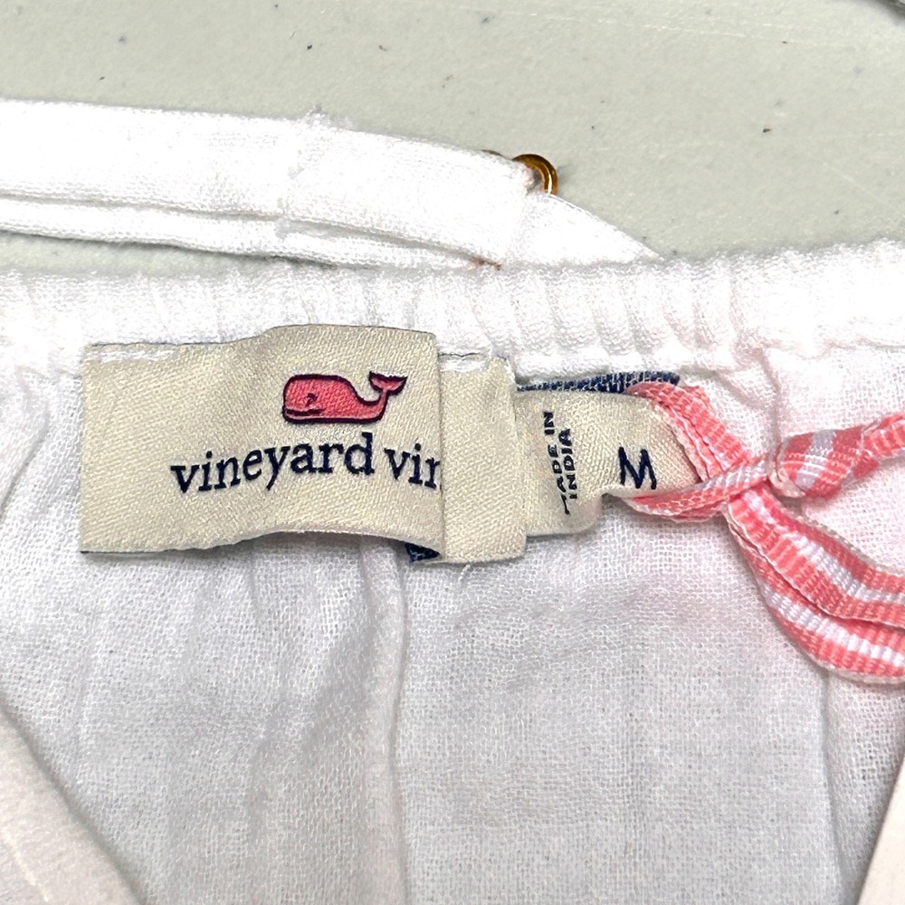 Vineyard Vines White Cotton Maxi Dress Womens M NWT Cross Back Ruffle Hem - Picture 5 of 10